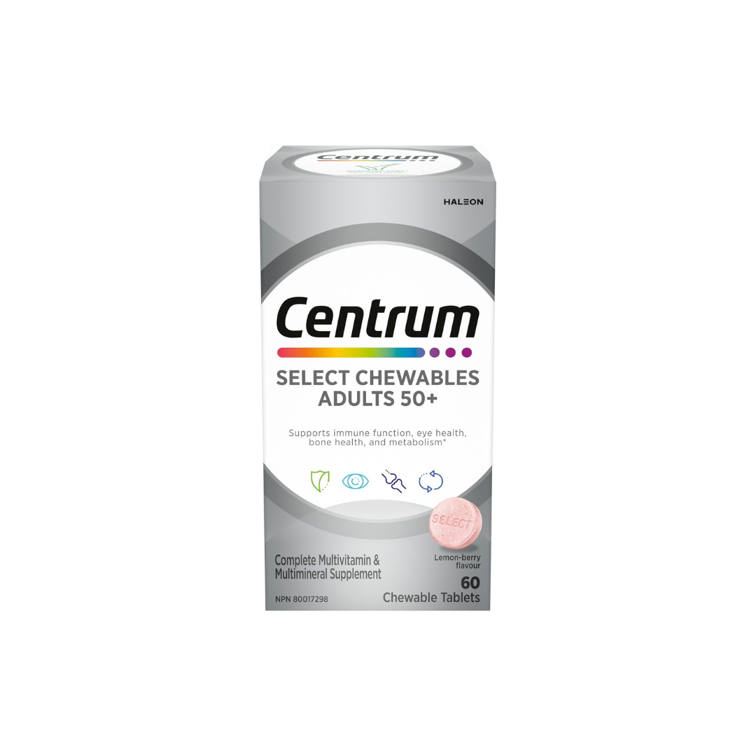 Centrum Adult Select Essentials Multivitamins for Men & Women 50 Plus, 60 Chewables