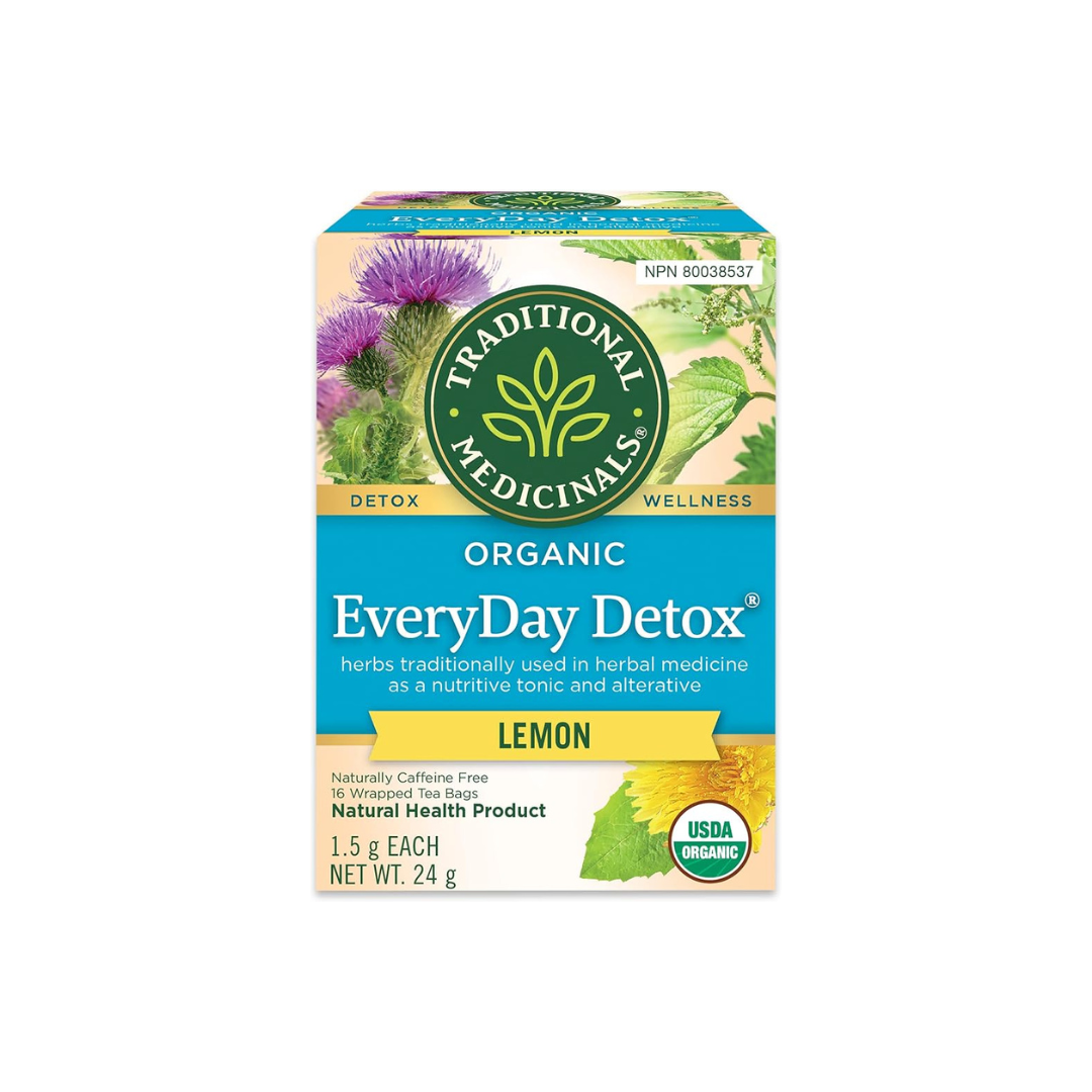 Traditional Medicinals - Organic Everyday Detox Lemon Herbal Tea (Pack of 1)- 16 Tea Bags Total