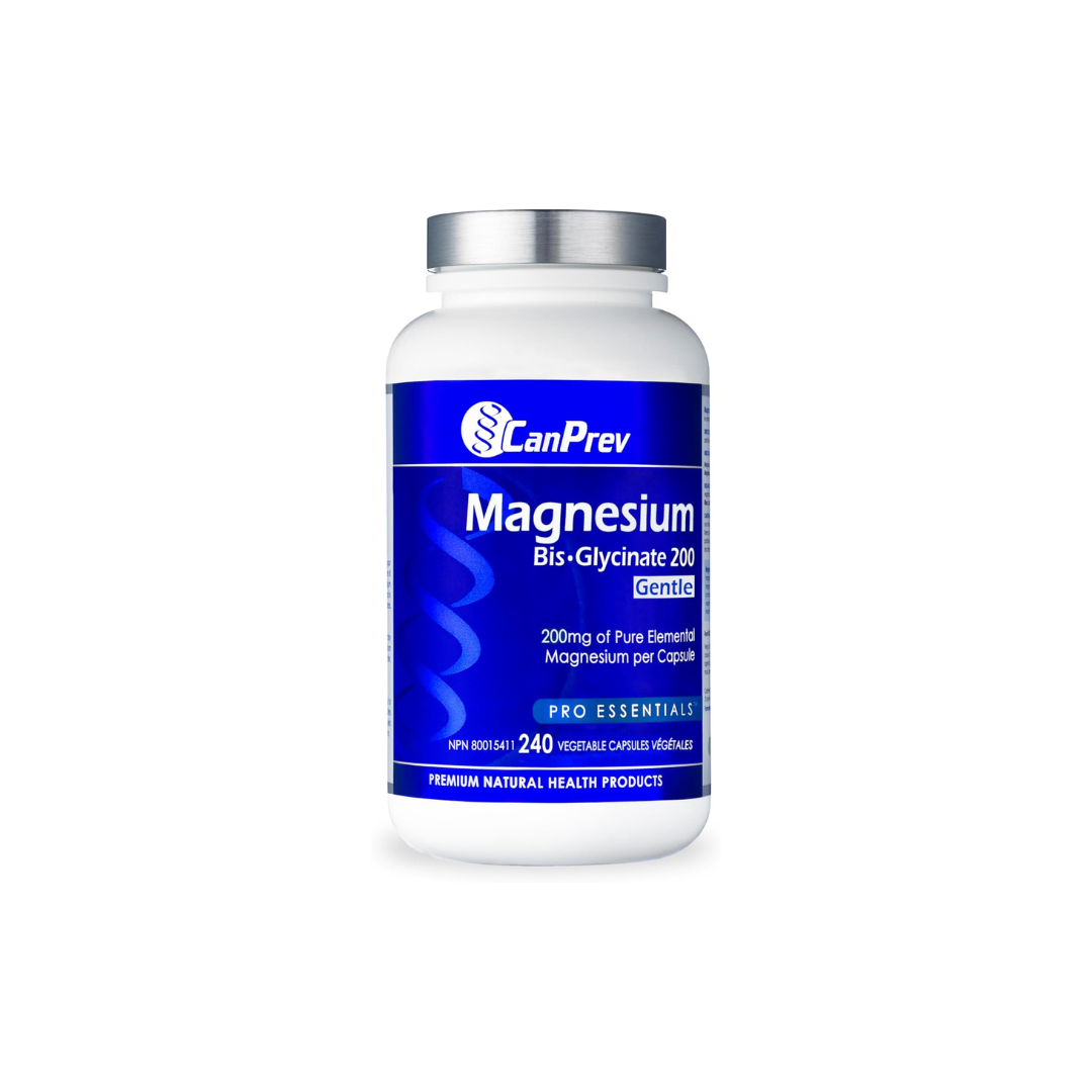 CanPrev Pure Magnesium Bisglycinate 200mg, Gentle, 240 V-Caps