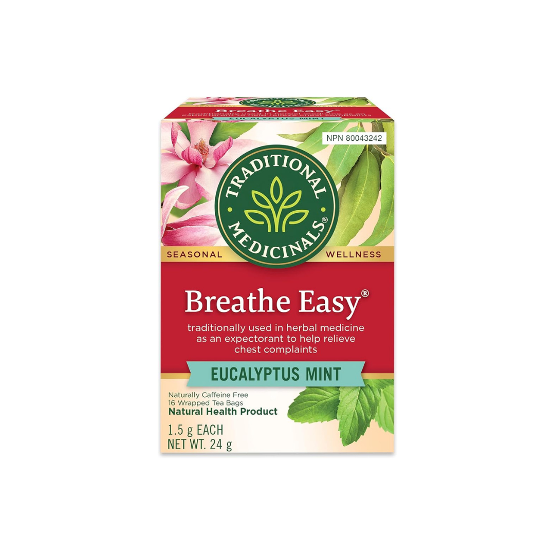 Traditional Medicinals - Breathe Easy Eucalyptus Mint Herbal Tea (Pack of 1)- 16 Tea Bags Total