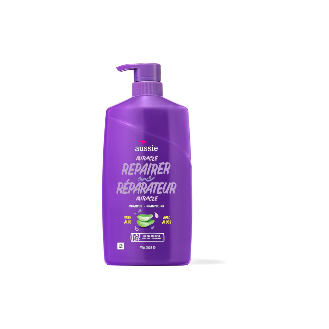 Aussie Miracle Repairer Shampoo with Aloe for All Hair Types, Paraben Free, 778 mL
