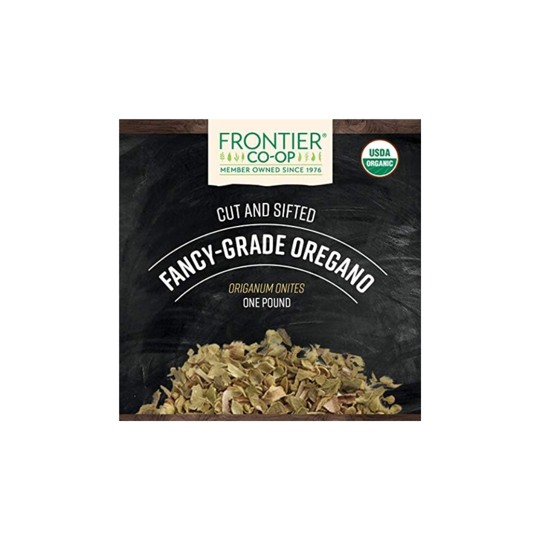 Frontier Co-op Organic Mediterranean Oregano Leaf, Cut & Sifted, Fancy Grade, 1 Pound Bulk Bag
