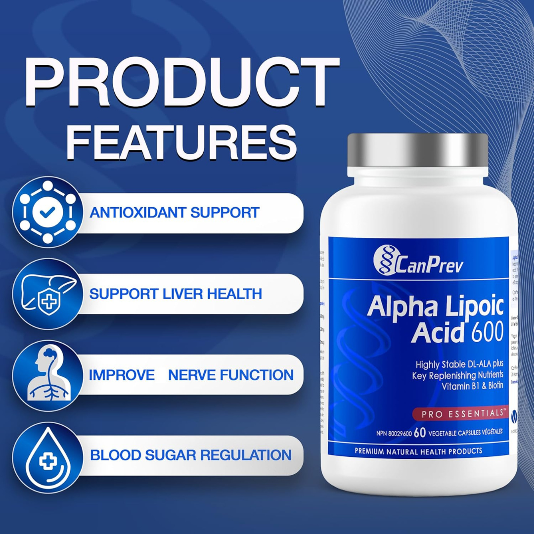 CanPrev - Alpha Lipoic Acid 600mg, 60 v-caps