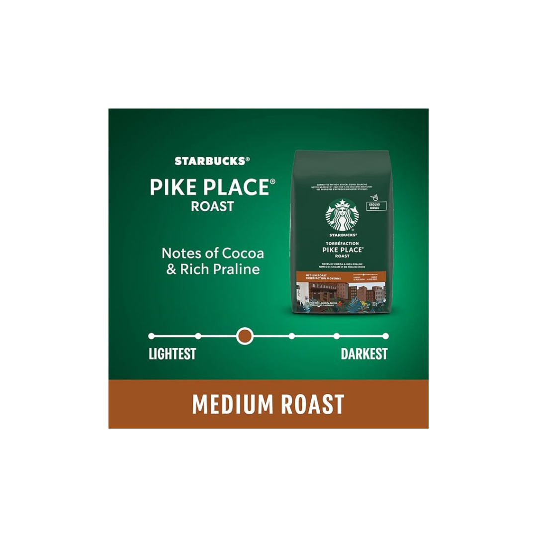 Starbucks Pike Place Roast Ground Coffee, Medium Roast, 793 Grams