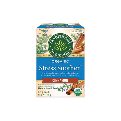 Traditional Medicinals - Organic Stress Soother Herbal Tea (Pack of 1) - Ease Stress, Tension, and Irritability - 16 Tea Bags Total