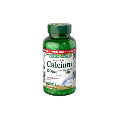 Nature's Bounty Calcium Pills plus Vitamin D3 Supplement, 1200mg, 200 Softgels