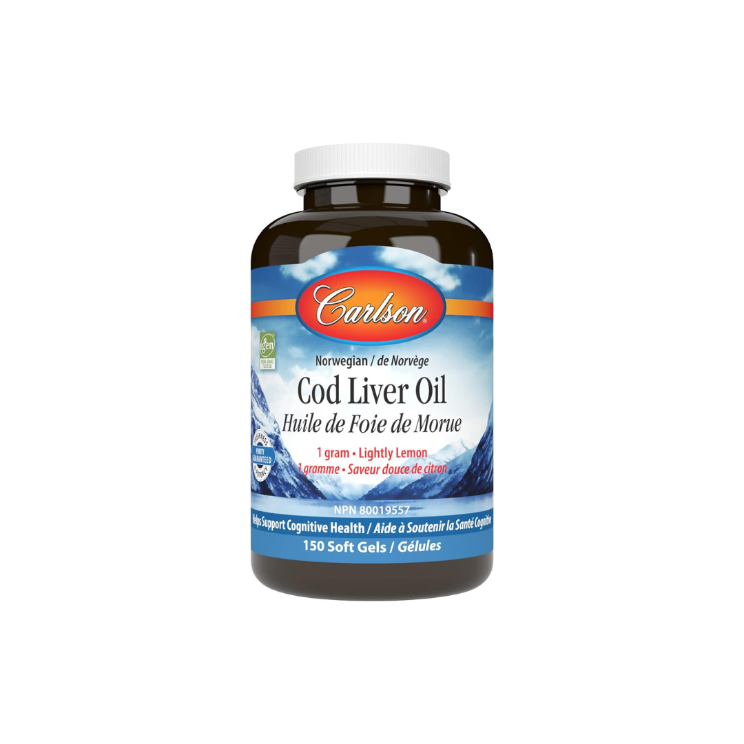 Carlson - Cod Liver Oil Gems, 920 mg Omega-3s + Vitamins A & D3, Lemon, 150 Soft Gels