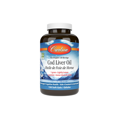 Carlson - Cod Liver Oil Gems, 920 mg Omega-3s + Vitamins A & D3, Lemon, 150 Soft Gels