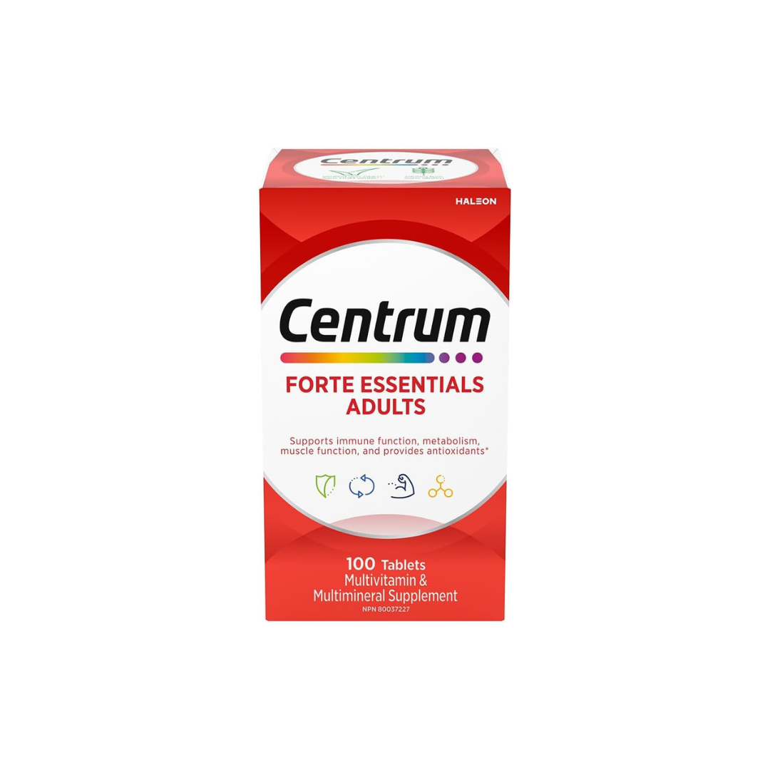 Centrum Adult Forte Essentials Mulitvitamins/Minerals Supplement for Men & Women, 100 Tablets