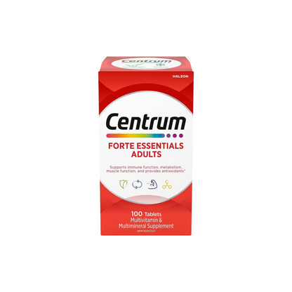 Centrum Adult Forte Essentials Mulitvitamins/Minerals Supplement for Men & Women, 100 Tablets