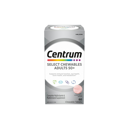 Centrum Adult Select Essentials Multivitamins for Men & Women 50 Plus, 60  Chewables