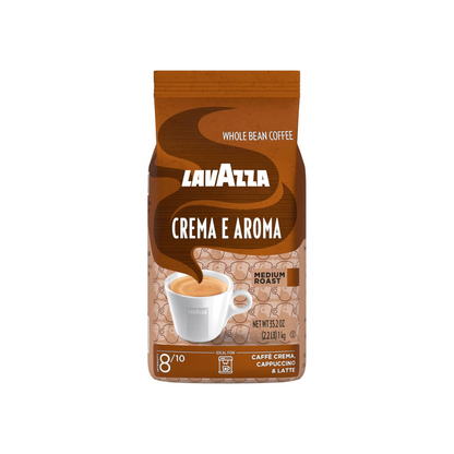Lavazza Crema E Aroma Whole Bean Coffee Blend, Medium Roast, 1 kg Bag , Balanced medium roast with an intense, earthy flavor and long lasting crema, Non-GMO