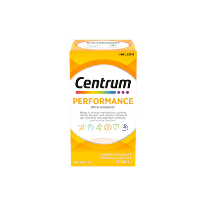 Centrum Performance Multivitamins/Minerals Supplement for Men & Women with Ginseng for Energy, 75 Tablets