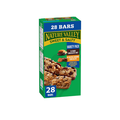 NATURE VALLEY - VALUE PACK - Dark Chocolate Nut and Salted Caramel Chocolate Chewy Nut Sweet and Salty Granola Bars Variety Pack, Pack of 28 Bars