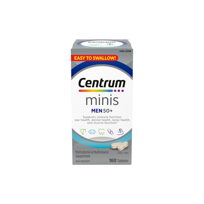 Centrum Men 50 Plus Multivitamins/Minerals Supplement for Men 50+, 160 Mini Tablets