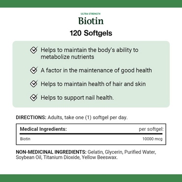 Nature's Bounty Biotin, 10000mcg, 120 Count