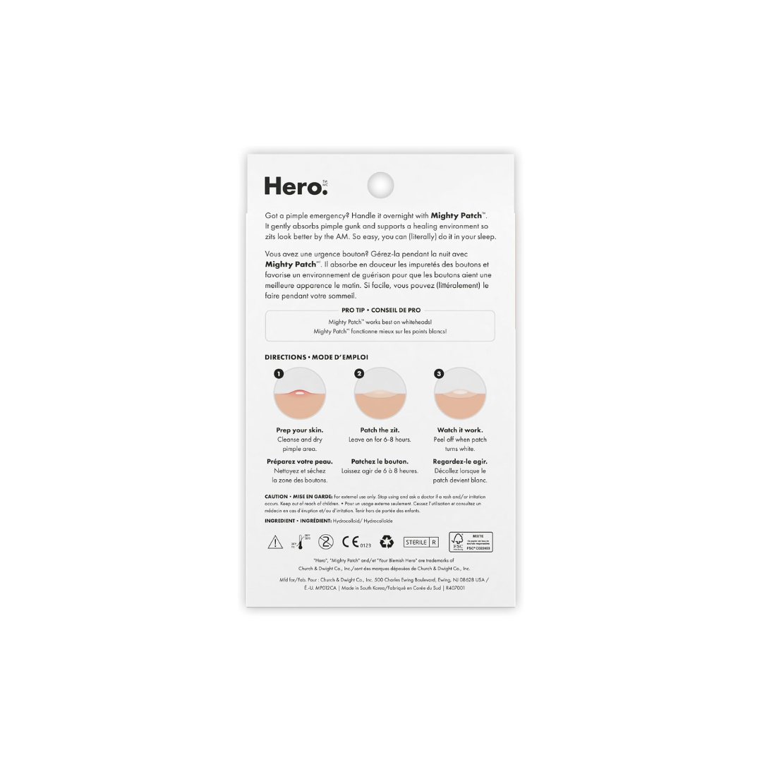 Mighty Patch Original from Hero Cosmetics - Hydrocolloid Pimple Patch, (72 Count)