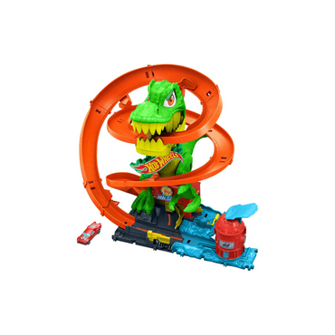Hot Wheels Toy Car Track Set, City T-Rex Blaze Battle Playset