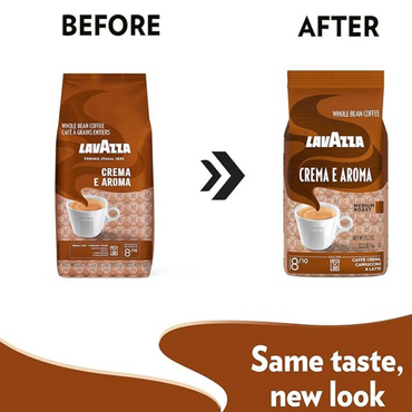 Lavazza Crema E Aroma Whole Bean Coffee Blend, Medium Roast, 1 kg Bag , Balanced medium roast with an intense, earthy flavor and long lasting crema, Non-GMO