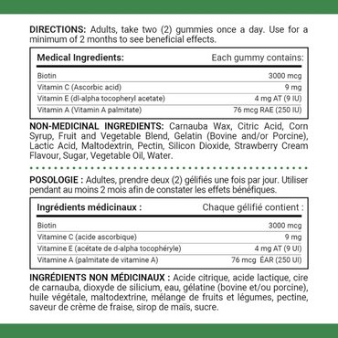 Nature's Bounty Extra Strength Hair, Skin & Nails, 80 Gummies, Strawberry cream flavour