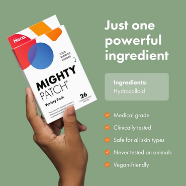 Mighty Patch Variety Pack Best-Selling Hydrocolloid Acne Pimple Patch Spot Treatment (26 count) for Body and Larger Breakouts on Cheek Forehead Chin