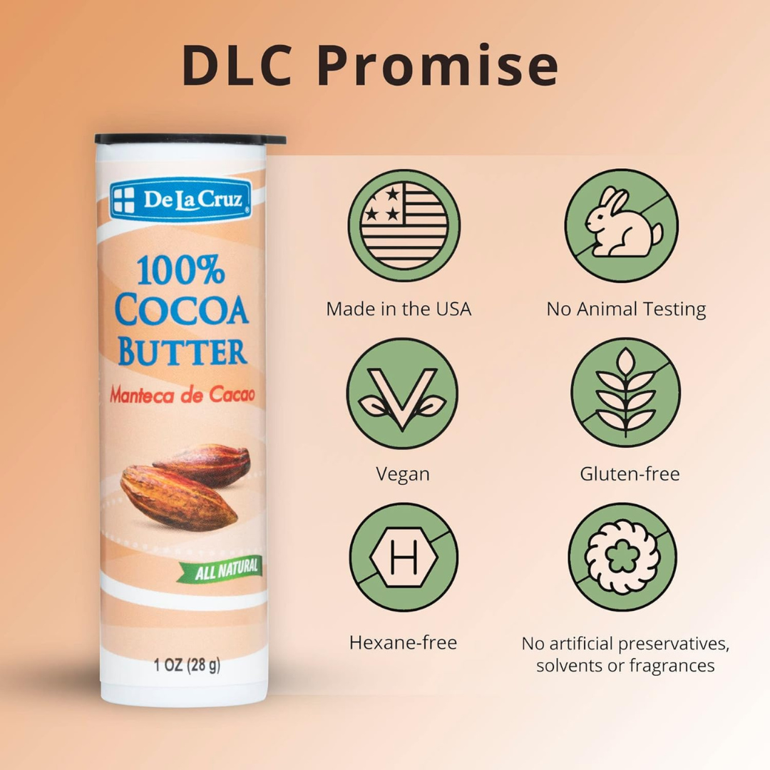De La Cruz Cocoa Butter Stick - 100% Pure and Natural Cocoa Butter For Dry, Rough Skin 1 oz