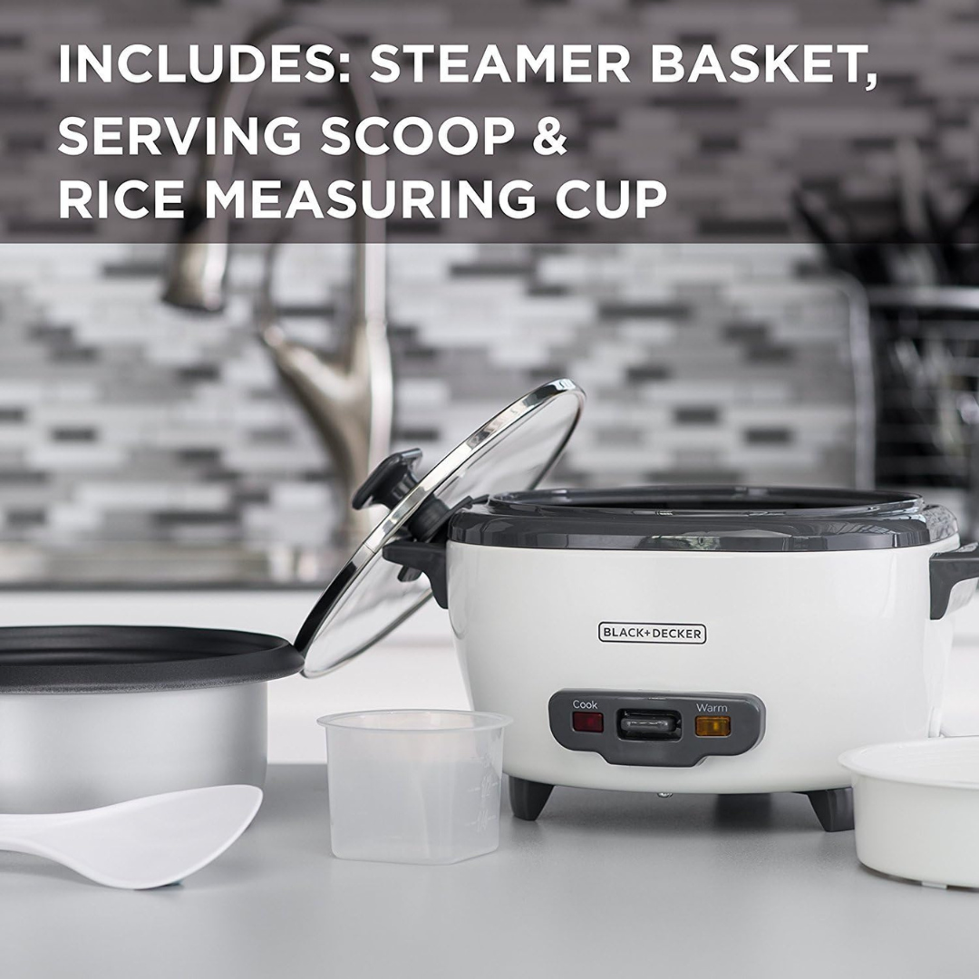 BLACK+DECKER 2-in-1 Rice Cooker & Food Steamer