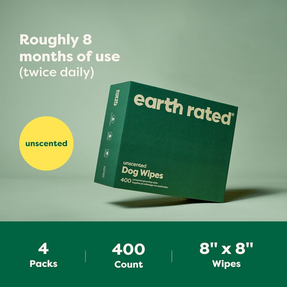 Earth Rated Pet Grooming Wipes for Dogs and Cats 400 Count