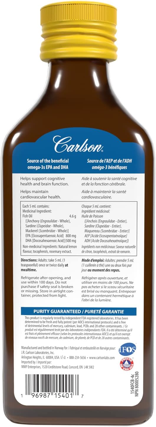 Carlson - The Very Finest Fish Oil Lemon, 200 mL