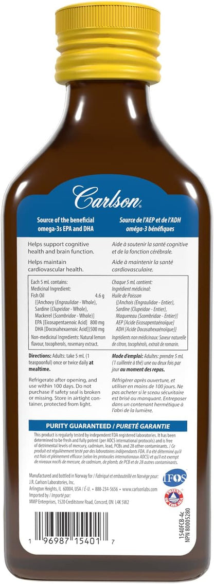 Carlson - The Very Finest Fish Oil Lemon, 200 mL