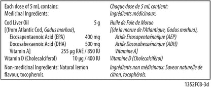 Carlson - Cod Liver Oil, 1100 mg Omega-3s + A & D3 Lemon, 500 mL