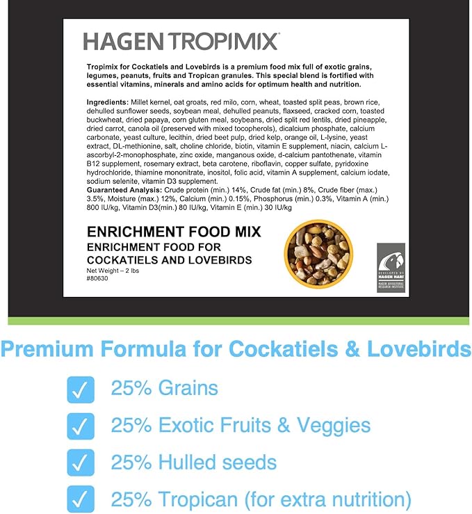 Tropimix Premium Formula for Cockatiels and Lovebirds