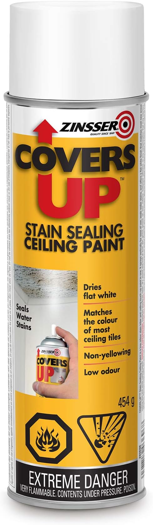 Zinsser Covers Up Ceiling Spray Paint in White