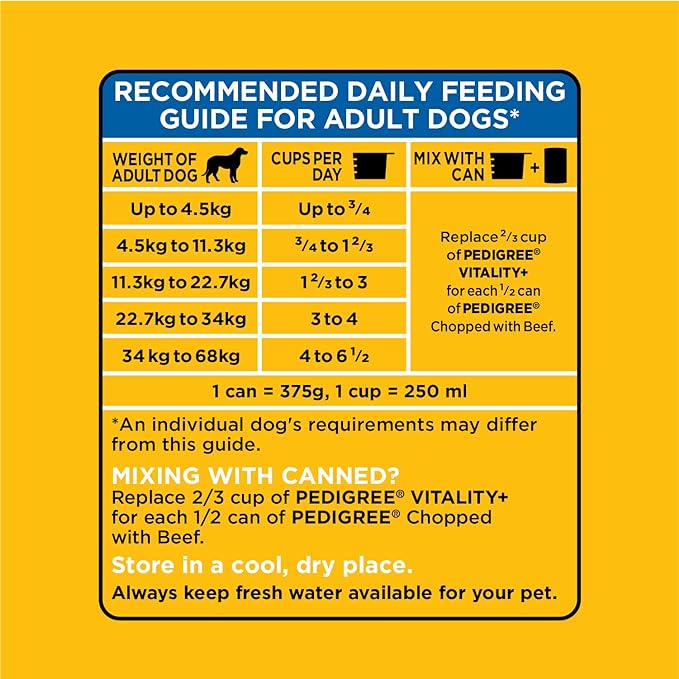 PEDIGREE VITALITY+ Adult Dry Dog Food, Hearty Beef and Vegetable Flavour, 20kg (Pack of 1)