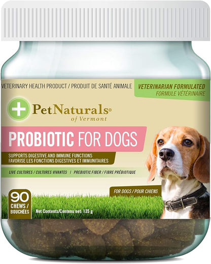 Pet Naturals, Daily Probiotic for Dogs, Digestive Health Supplement, Natural Duck Flavor, 90 Bite-Sized Chews, Brown Chew