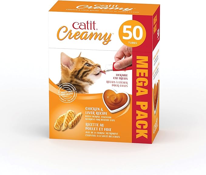 Catit Creamy Chicken & Liver Lickable Cat Treat - 50 Tubes - Mega Pack