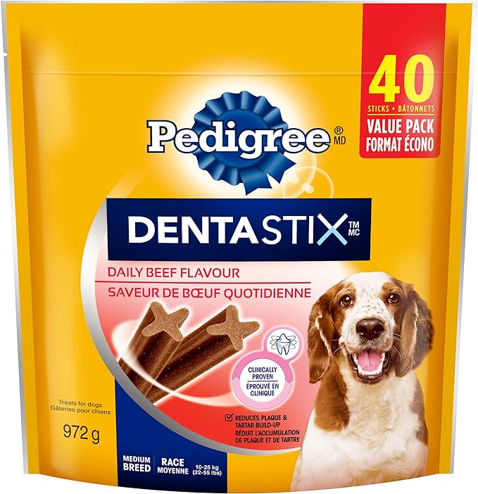 PEDIGREE DENTASTIX Oral Care Adult Dog Treats for Medium Dogs - Beef, 40 Sticks