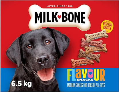 Milk-Bone Flavour Snacks Dog Biscuits Medium Sized Dog Treats, Assorted Flavours, 6.5kg Box