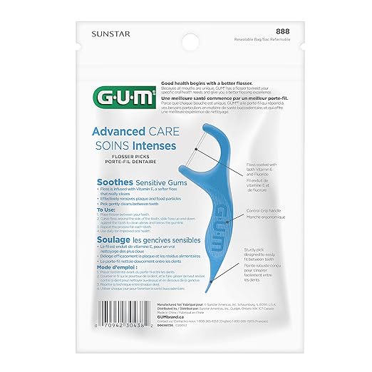 GUM Advanced Care Flosser Picks, Infused with Vitamin E & Fluroide 6 Bags