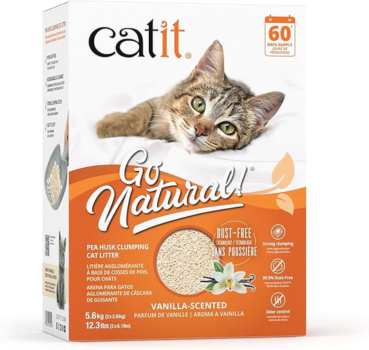 Catit Go Natural Pea Husk Clumping Cat Litter, Vanilla, 14 L